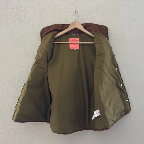 J. Crew Quilted Excursion Vest Large Camel Brown Puff Classic Preppy Equestrian - Picture 9 of 12